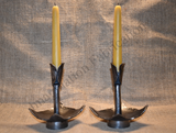 Baldur Candlestick Holder with Bees Wax Taper Candle (Pair)